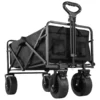 Carrello per Trasporto Pesanti con Grande Capacità di Carico, Pieghevole, per Esterno, Giardino, Spiaggia, Campeggio, con Portabicchieri