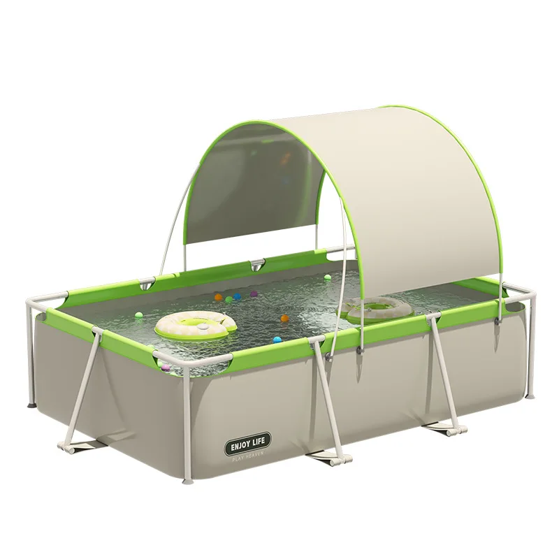Grande Piscina Strutturata per Esterni con Ombrellone da Giardino, Piscina Familiare, Piscina Strutturata con Copertura, Ingrosso di Fabbrica - immagine 4