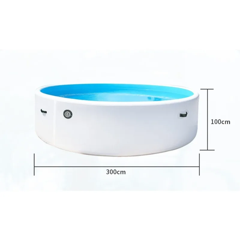 Piscina Rotonda Gonfiabile in Monofilamento da 300x100 cm, Piscina Familiare all'Aperto, Ideale per il Divertimento Acquatico Estivo in Giardino - immagine 4