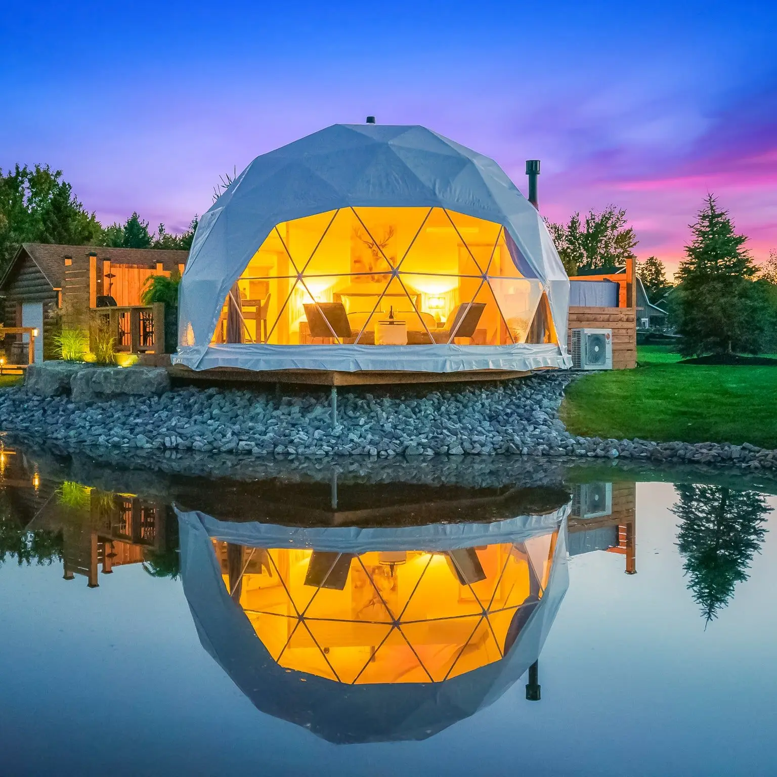 Cupola geodetica Manor Serra Tenda Resort Vacanze Glamping Esterno Tenda Rotonda Trasparente Cielo Stellato Cupola di Hotel di Lusso - immagine 3