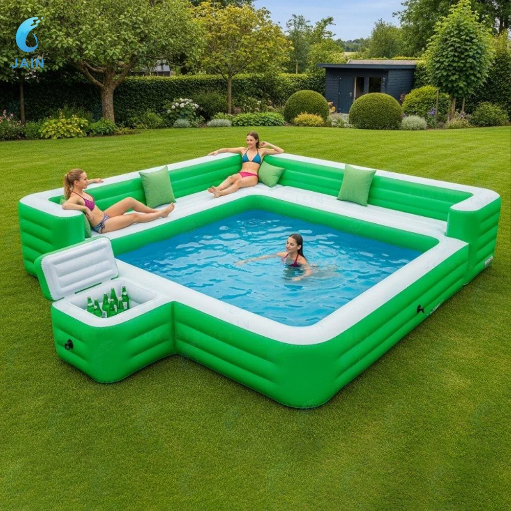 Divano-piscina gonfiabile con panca integrata Parco acquatico estivo Lounge familiare Zattera da piscina galleggiante gonfiabile per relax all'aperto e al chiuso - immagine 6