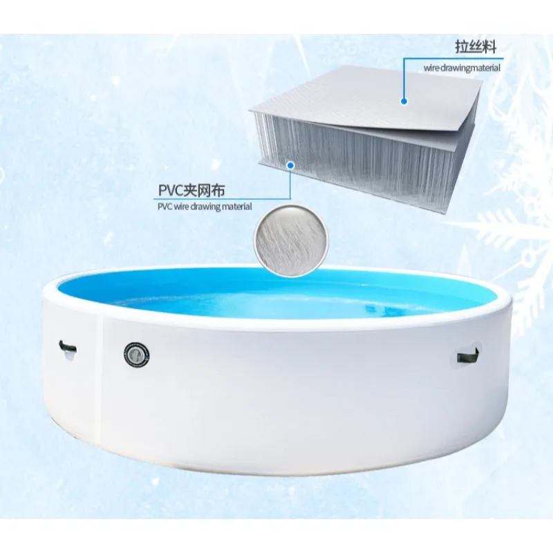 Piscina Rotonda Gonfiabile in Monofilamento da 300x100 cm, Piscina Familiare all'Aperto, Ideale per il Divertimento Acquatico Estivo in Giardino - immagine 5