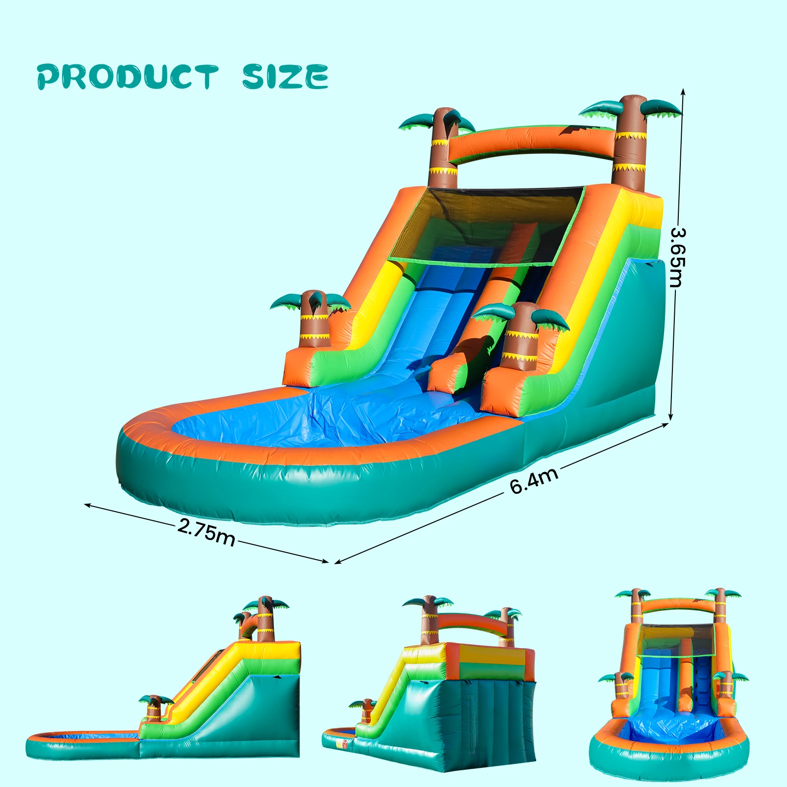 Scivolo d'acqua gonfiabile gigante in PVC commerciale da 21 piedi, castello gonfiabile, piscina con soffiatore, parco giochi commerciale, scivolo d'acqua - immagine 3