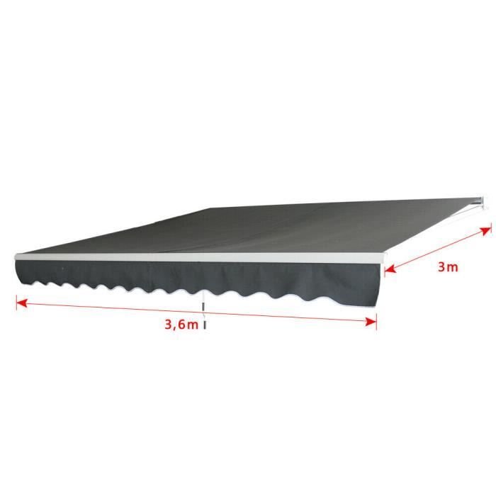 Aufun Tenda a bracci articolati in alluminio e poliestere, Protezione solare con manovella 360 x 300 cm (Grigio Scuro)