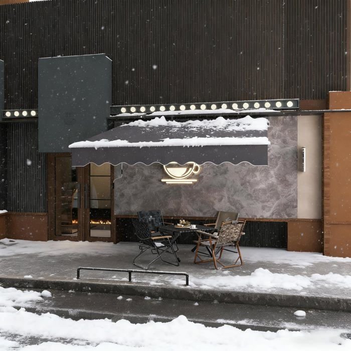 Aufun Tenda a bracci articolati in alluminio e poliestere, Protezione solare con manovella 360 x 300 cm (Grigio Scuro) - immagine 6