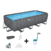 BESTWAY Set Piscina Fuori Terra - APX 365 - 549 x 274 x 132 cm - Rettangolare (Filtro a Sabbia, 250g Polysphere) + Skimmer