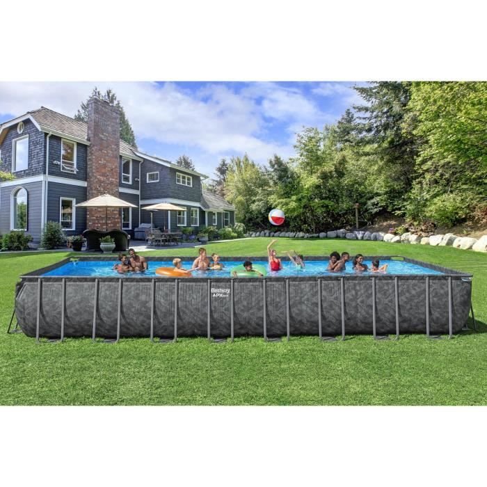 Kit piscina tubolare fuori terra BESTWAY APX 365 - 956 x 488 x 132 cm - Rettangolare (filtro a sabbia, 500g poliesfera, scala, copertura) - immagine 2