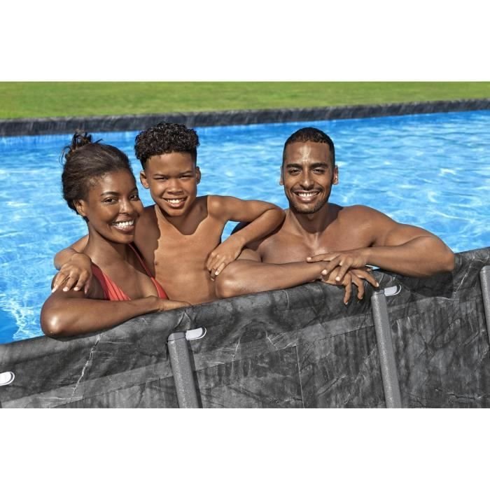 Kit piscina tubolare fuori terra BESTWAY APX 365 - 956 x 488 x 132 cm - Rettangolare (filtro a sabbia, 500g poliesfera, scala, copertura) - immagine 4