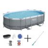 Set piscina fuori terra BESTWAY Power Steel™ – 488 x 305 x 107 cm – Ovale + aspirapolvere elettrico ricaricabile Aquasurge™