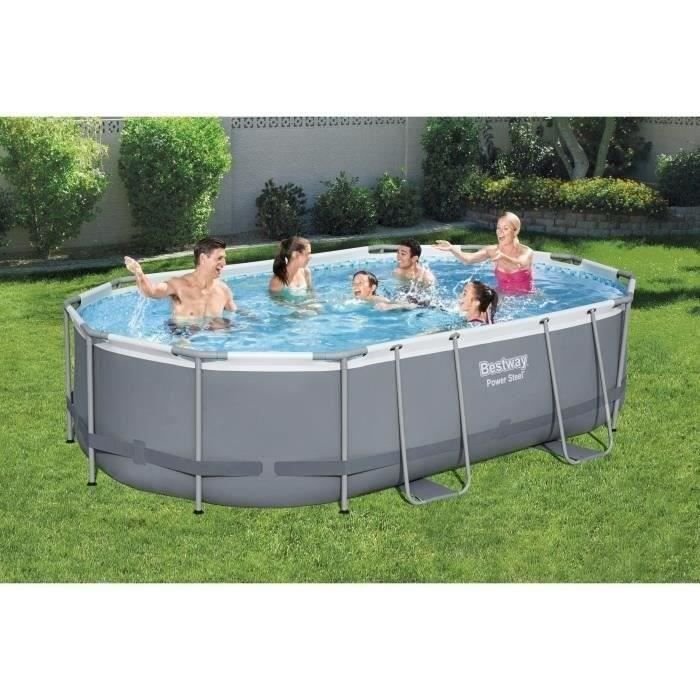 Set piscina BESTWAY Power Steel™ fuori terra - 488 x 305 x 107 cm - Ovale + Robot aspirapolvere Frisbee - immagine 3