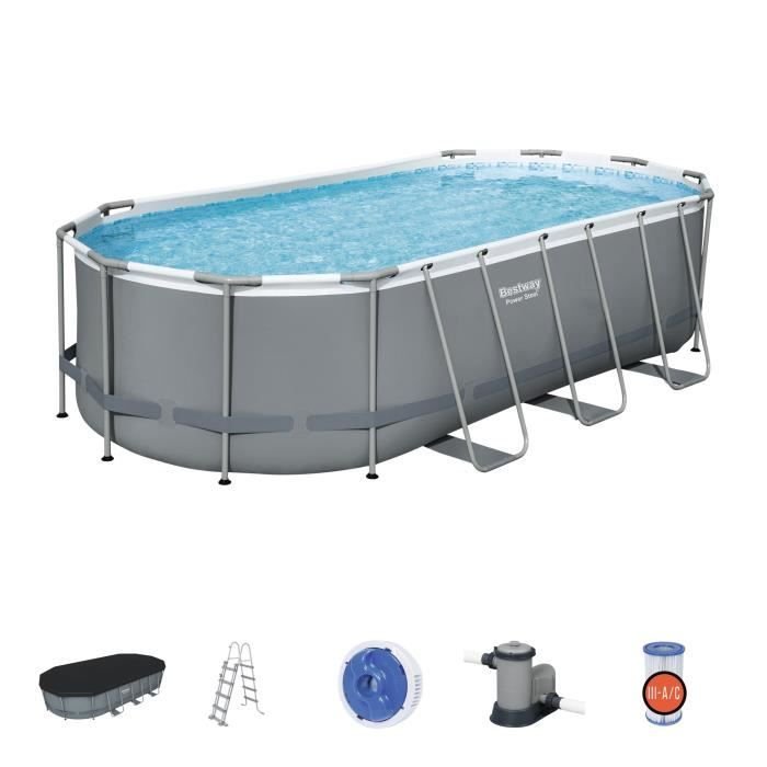 BESTWAY Steel Pro Max™ Set Piscina Ovale Fuori Terra - 549 x 274 x 122 cm - Ovale (Filtro a Cartuccia, Copertura, Scaletta)