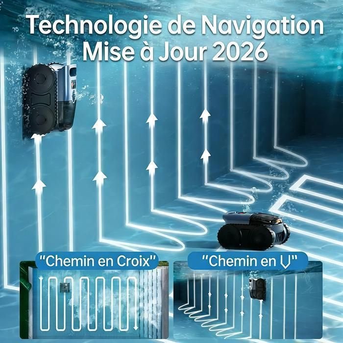 Robot Piscina a Batteria - Pareti e Linea d'acqua - 180 Min & 200m² Autonomia - Doppia Filtrazione Ultra-fine - Cestello 3L - immagine 3