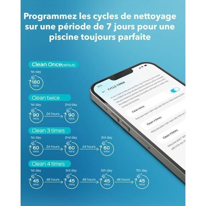 Robot Piscina a Batteria Wybot C2 - Doppia Filtrazione Ultrafine - Lunga Durata della Batteria - App per Smartphone - immagine 5