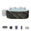 BESTWAY Lay-Z-Spa Hollywood Vasca Idromassaggio Gonfiabile Quadrata 4-6 Persone - 180x180x66 cm - Marmorizzato Nero con LED