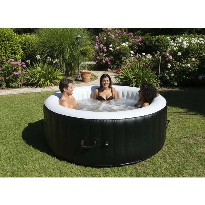 SUNSPA AS04 Vasca idromassaggio gonfiabile 185x65 cm - 4 Persone - Rotonda - Con filtro, lucchetto, tappetino e copertura - immagine 2