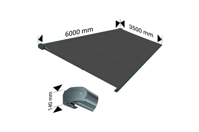 Tenda a cassone completo PROTECT 2 LED Grigio 6x3,5 m Motorizzata + LED - Tessuto Grigio - immagine 4