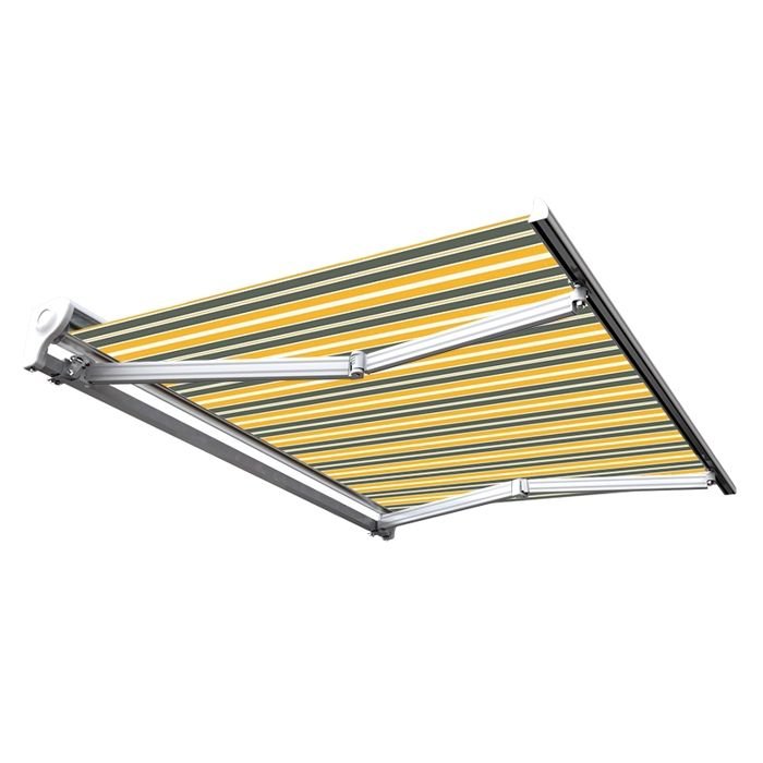Tenda da sole manuale a semicassetta 4 x 3 m per terrazzo - Grigio-Giallo - immagine 2