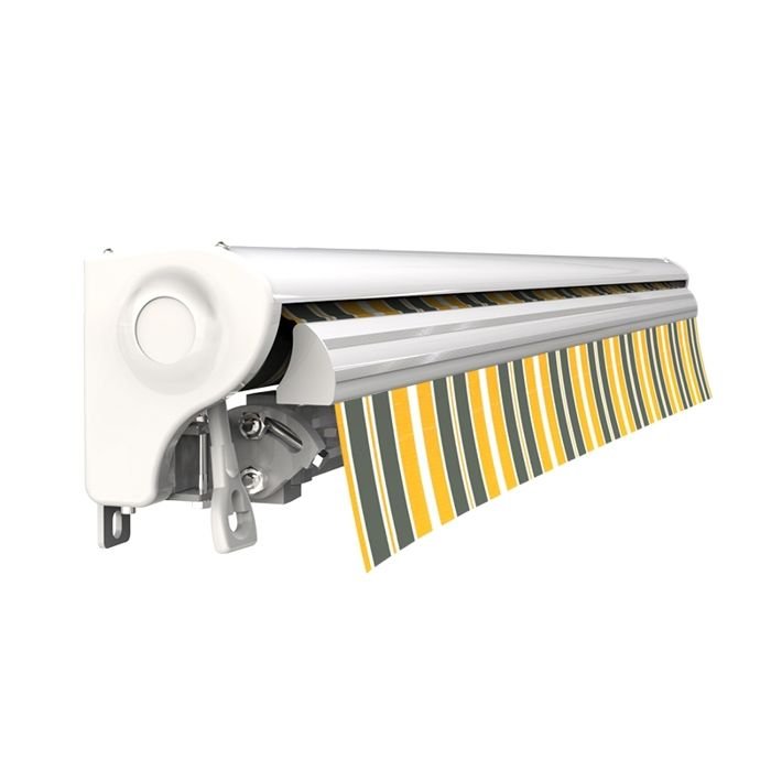 Tenda da sole manuale a semicassetta 4 x 3 m per terrazzo - Grigio-Giallo - immagine 4