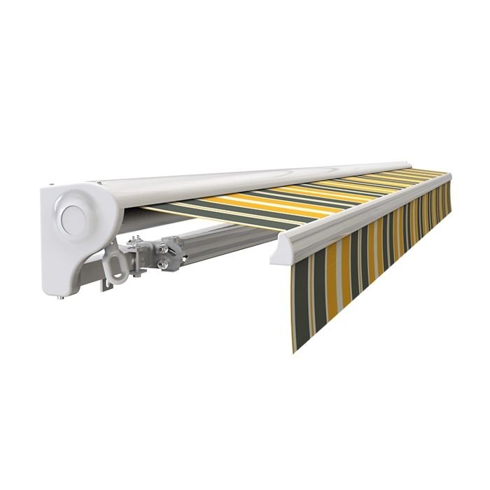 Tenda da sole manuale a semicassetta 4 x 3 m per terrazzo - Grigio-Giallo - immagine 5