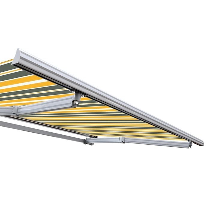 Tenda da sole manuale a semicassetta 4 x 3 m per terrazzo - Grigio-Giallo