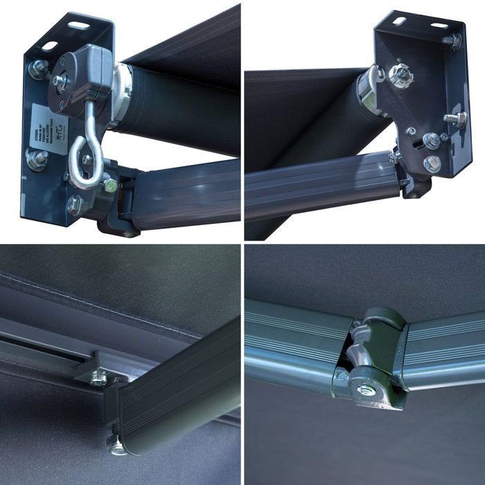 Tenda da sole SAULE 3,95 × 3m - Tessuto antracite e struttura grigia - immagine 4