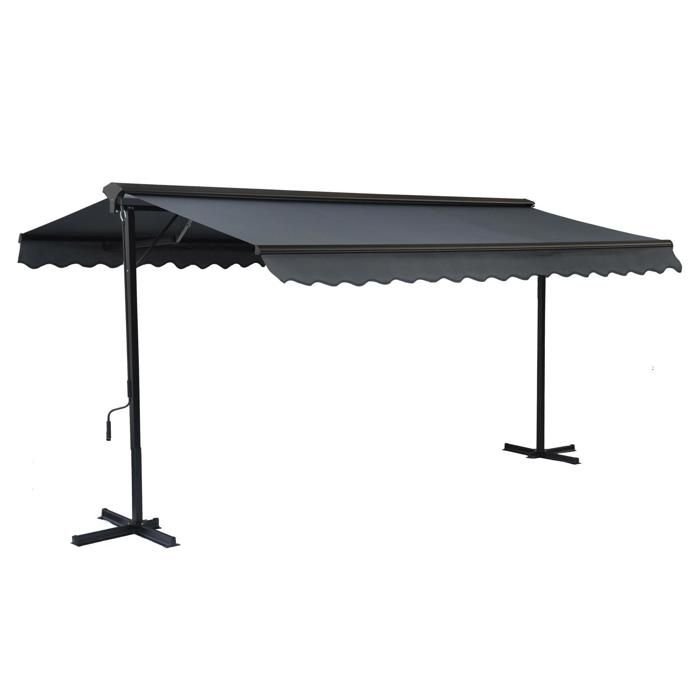 Tenda a bracci con cassetta completa 3 x 4 m in Alluminio Grigio Antracite - Oviala - immagine 4