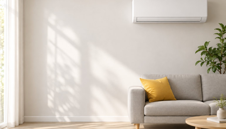 Wohnzimmer mit Klimaanlage – Illustration
