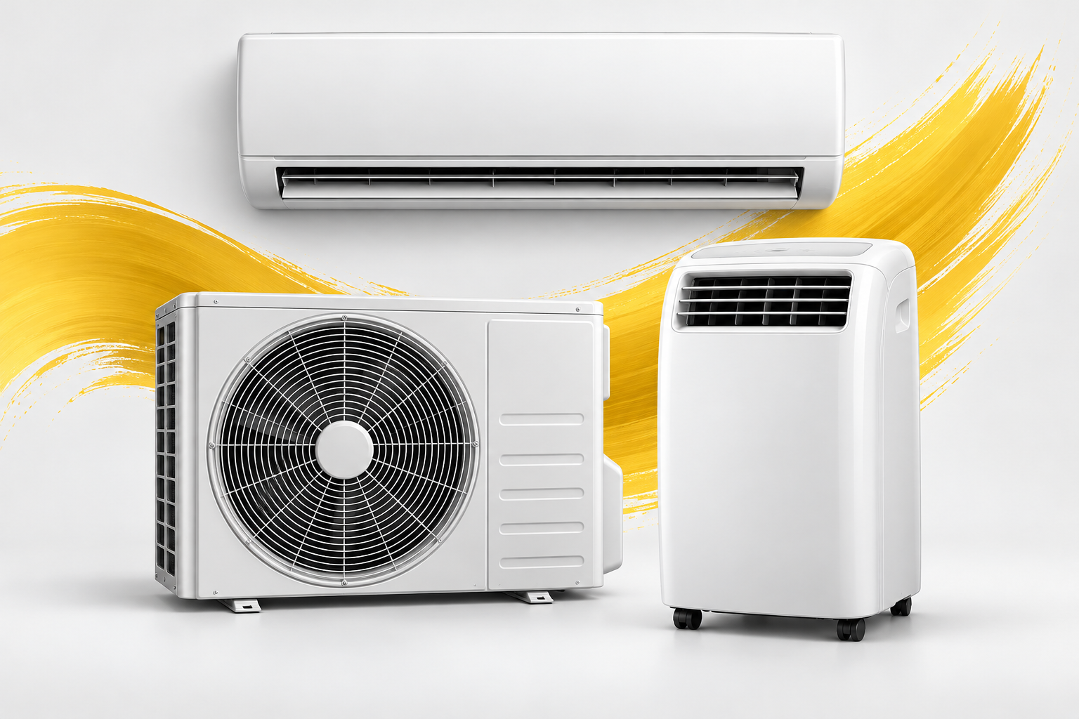 Illustration von Split-Klimaanlage und mobilem Klimagerät
